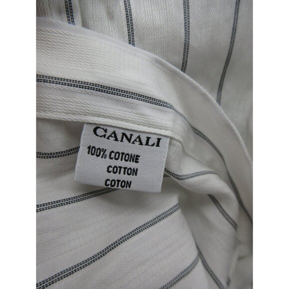 Canali Shirt 18 1/2 Button Down Striped French Cuffs Woven Italy XXL * - Picture 11 of 13